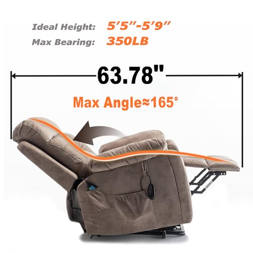 Power Lift Recliner Chair with Massage and Heating, 26in Extra Wide Seat with Cup Holder U7976