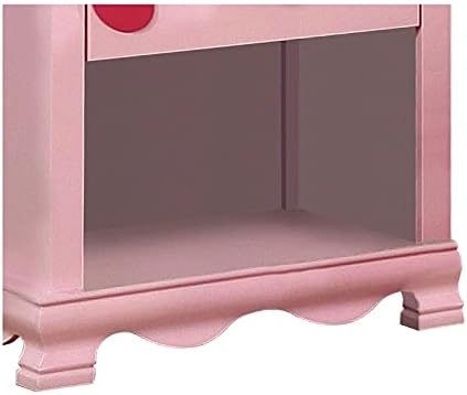 Pink Wood 1-Drawer Nightstand O92486