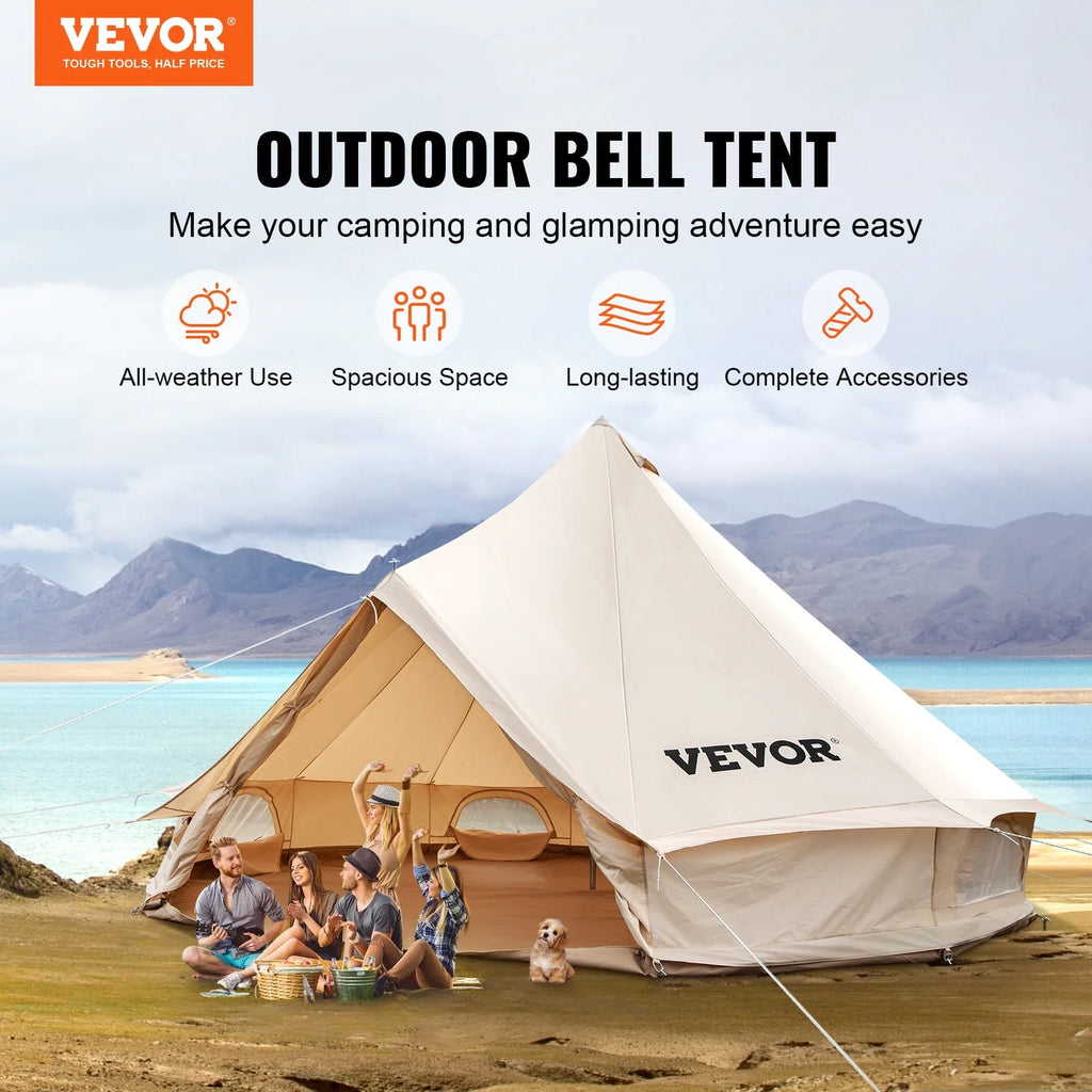 Canvas Bell Tent with Stove Jacket Waterproof 4 Seasons K411564