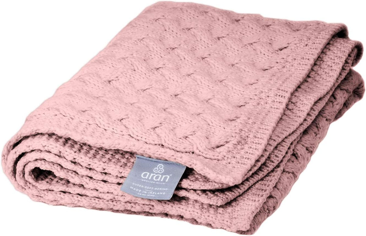 Oatmeal Merino Cable Knit Baby Blanket Throw V888