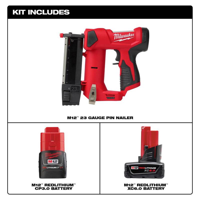 12-Volt 23-Gauge Cordless Pin Nailer with 6.0Ah and 3.0Ah Battery Packs X8241