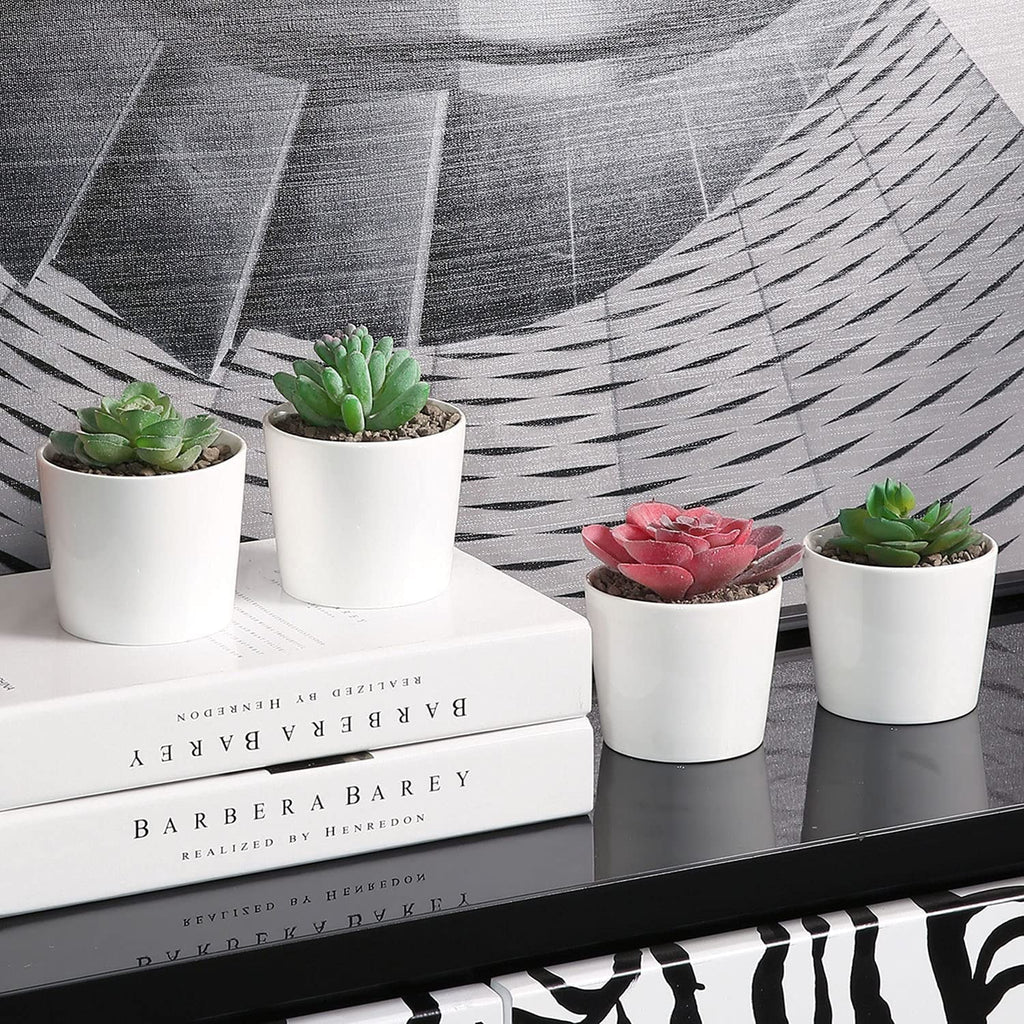 4 Piece White Ceramic Planter Pots M936547