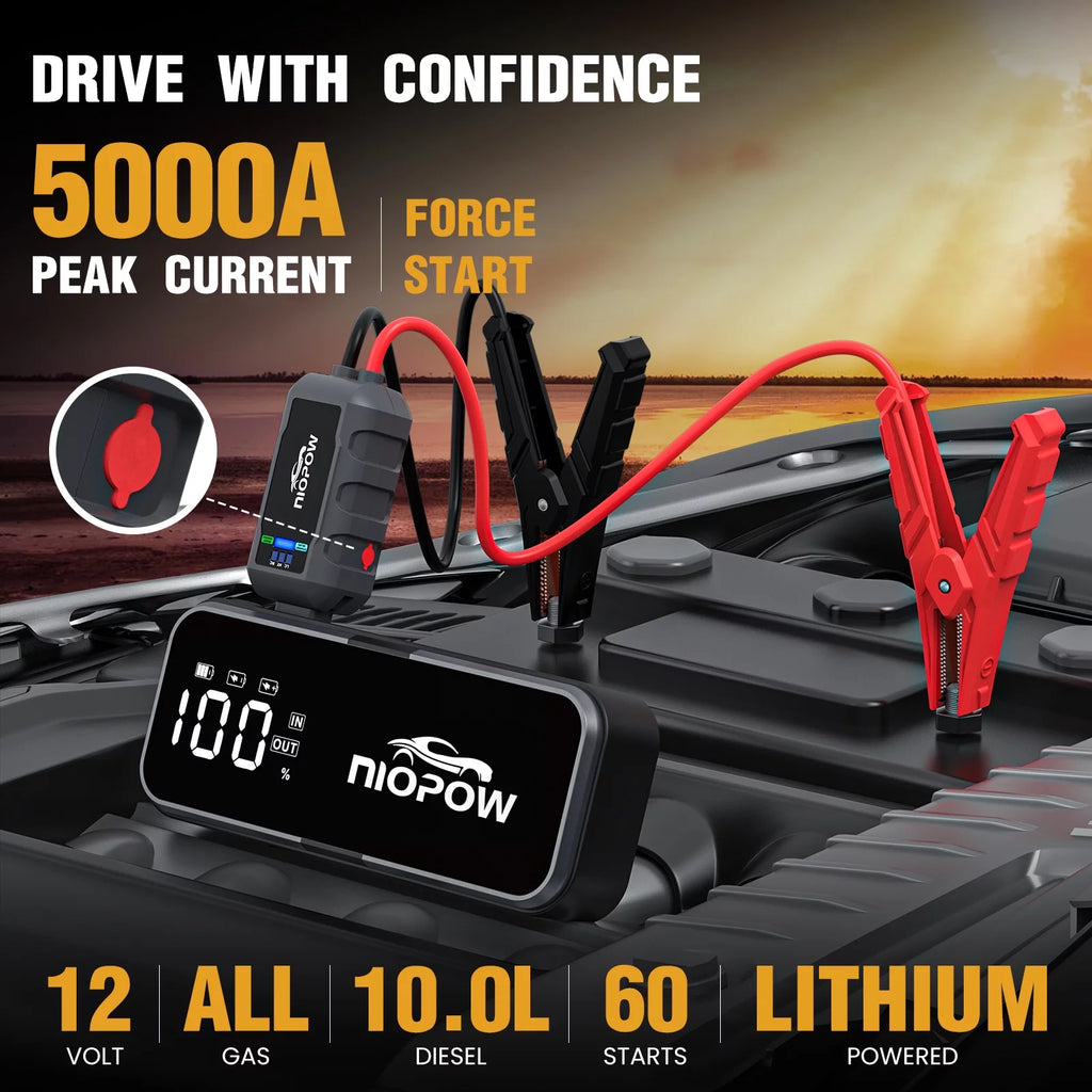 5000A 12V Portable Lithium Jump Starter with 3.3 Display and LED Light Z93924