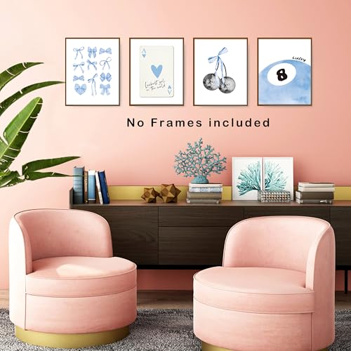 Pink Coquette Preppy Wall Art Prints Set of 4 D319112