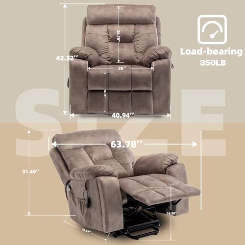 Power Lift Recliner Chair with Massage and Heating, 26in Extra Wide Seat with Cup Holder U7976