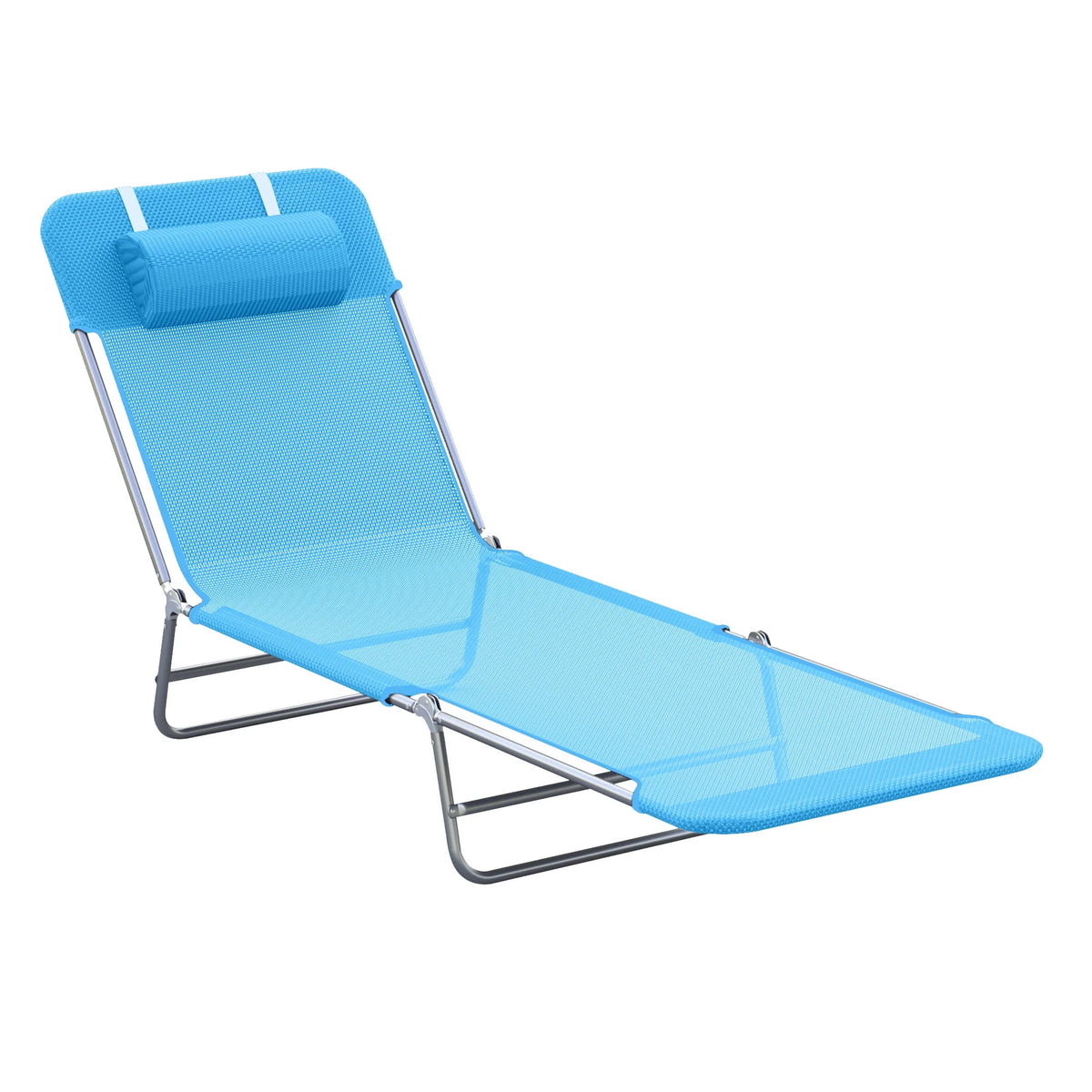 Folding Chaise Lounge Pool Chairs with Pillow, Steel Frame & Breathable Mesh, Black H7056
