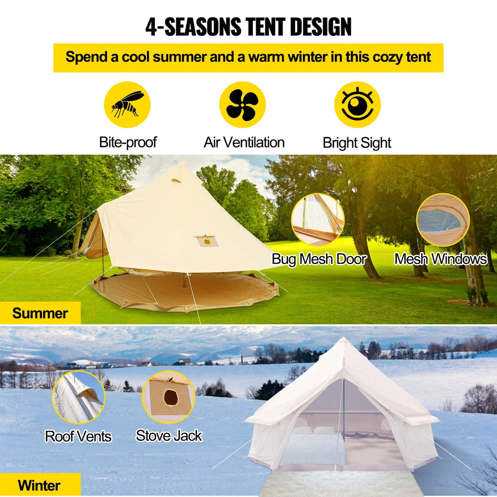 Canvas Bell Tent with Stove Jacket Waterproof 4 Seasons K411564