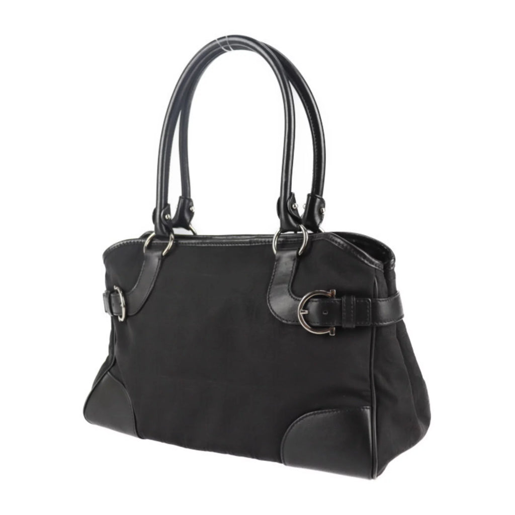 Pre-Owned Black Canvas Leather Shoulder Bag X59119