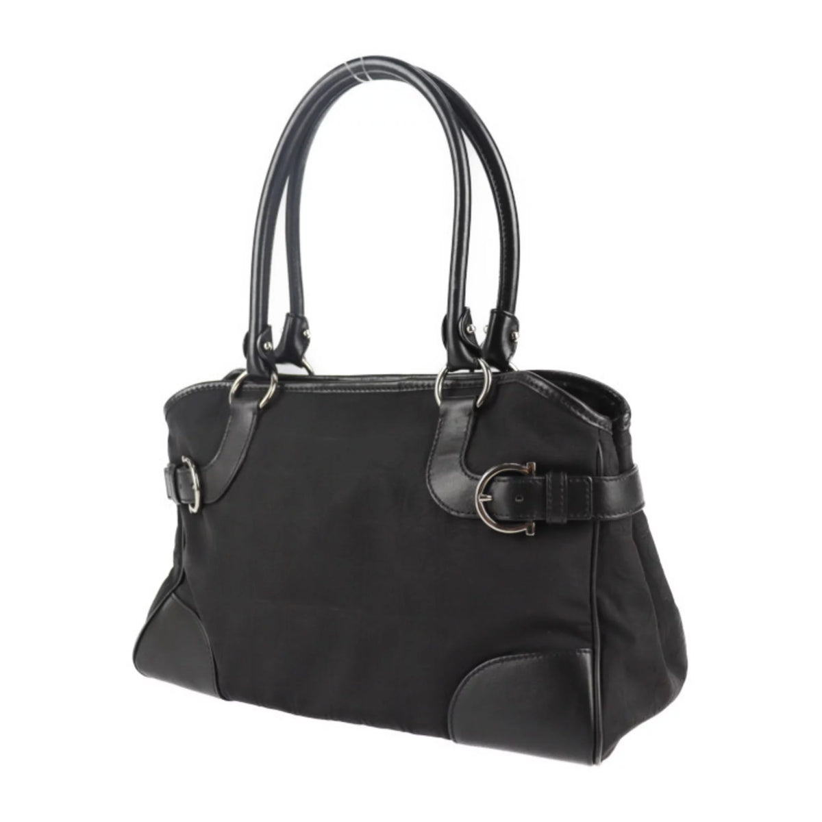 Pre-Owned Black Canvas Leather Shoulder Bag X59119