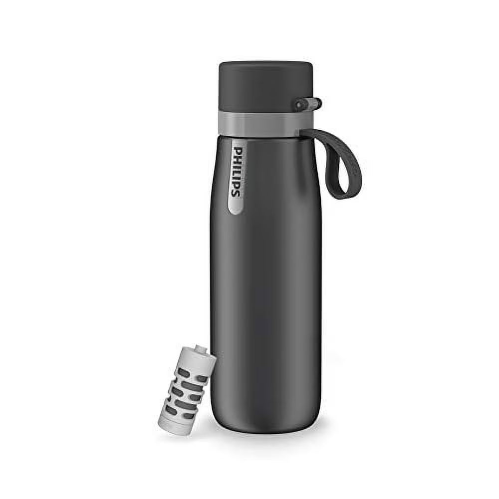 Insulated Stainless-Steel Water Bottle With Filter, 18.6 Oz, Gray S324