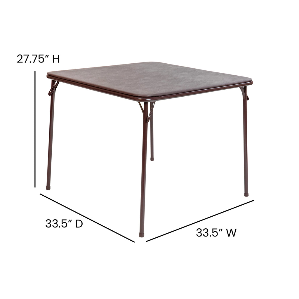 Brown Foldable Card Table with Vinyl Table Top Q755120