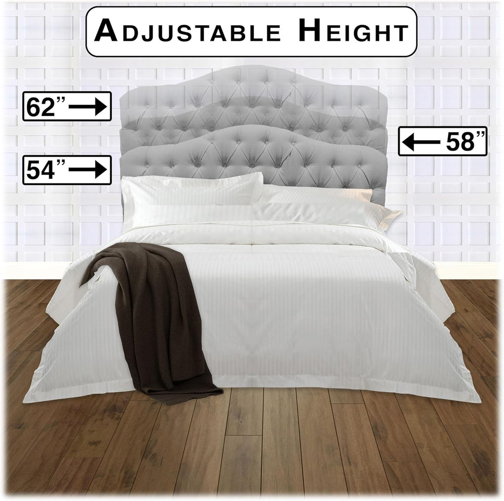 Upholstered Adjustable Headboard Panel with Solid Wood Frame and Button-Tufted Design - Putty Finish - Twin A592