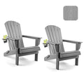 Folding Adirondack Chairs Set of 2 with Cup Holder W100779