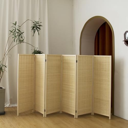 Beige 3.95 FT Tall Bamboo Folding Room Divider Z76411