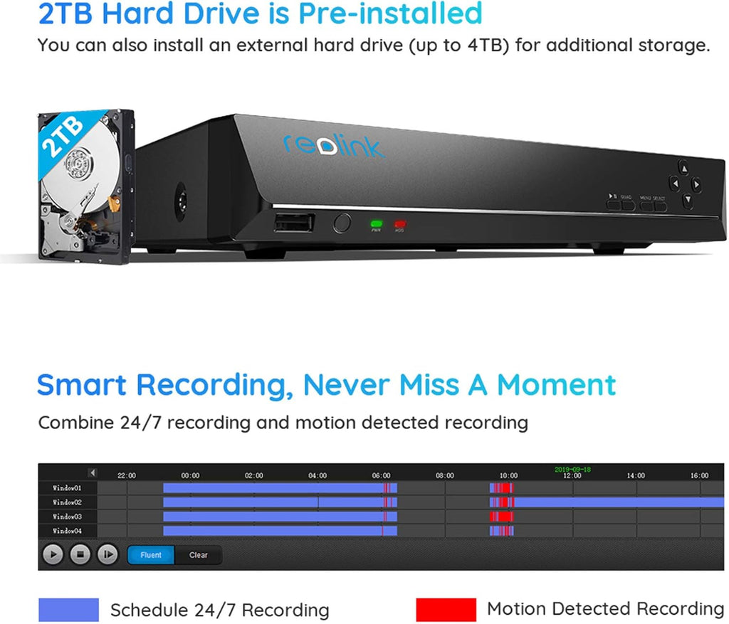 4K PoE 8 Channel NVR with 2TB Hard Drive F166