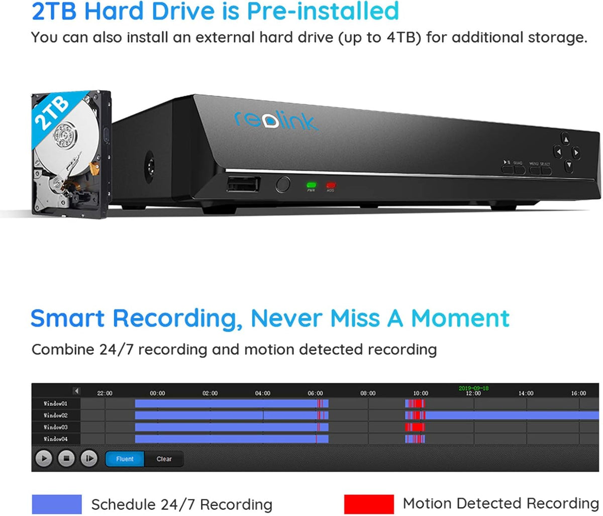 4K PoE 8 Channel NVR with 2TB Hard Drive F166