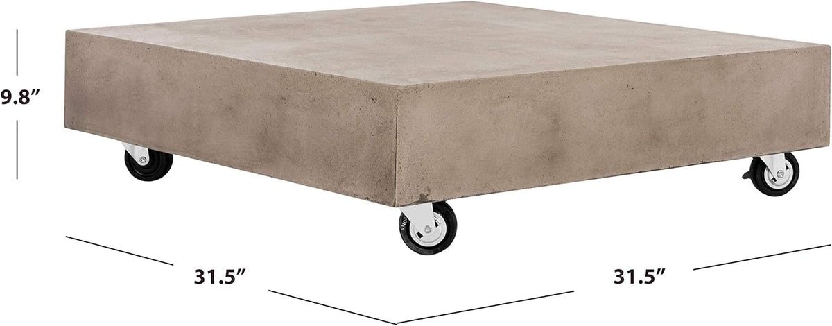 Dark Grey Concrete Coffee Table with Caster Wheels O606944