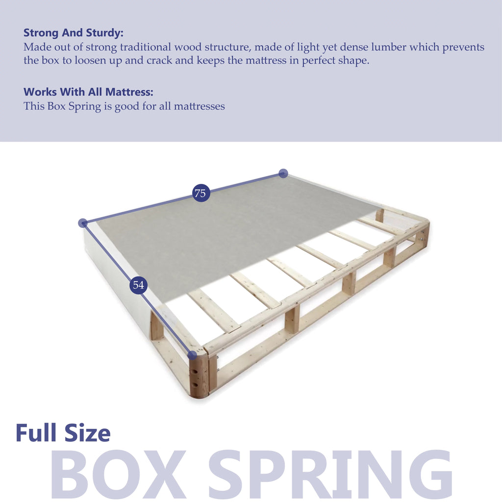 4" Split Fully Assembled Wood Box Spring, Full, White L81576