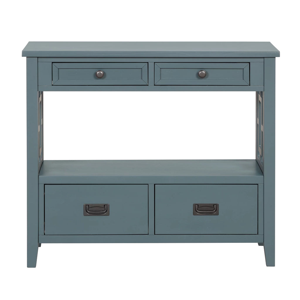 36'' Pine Wood Console Table with 4 Drawers & 1 Storage Shelf X151