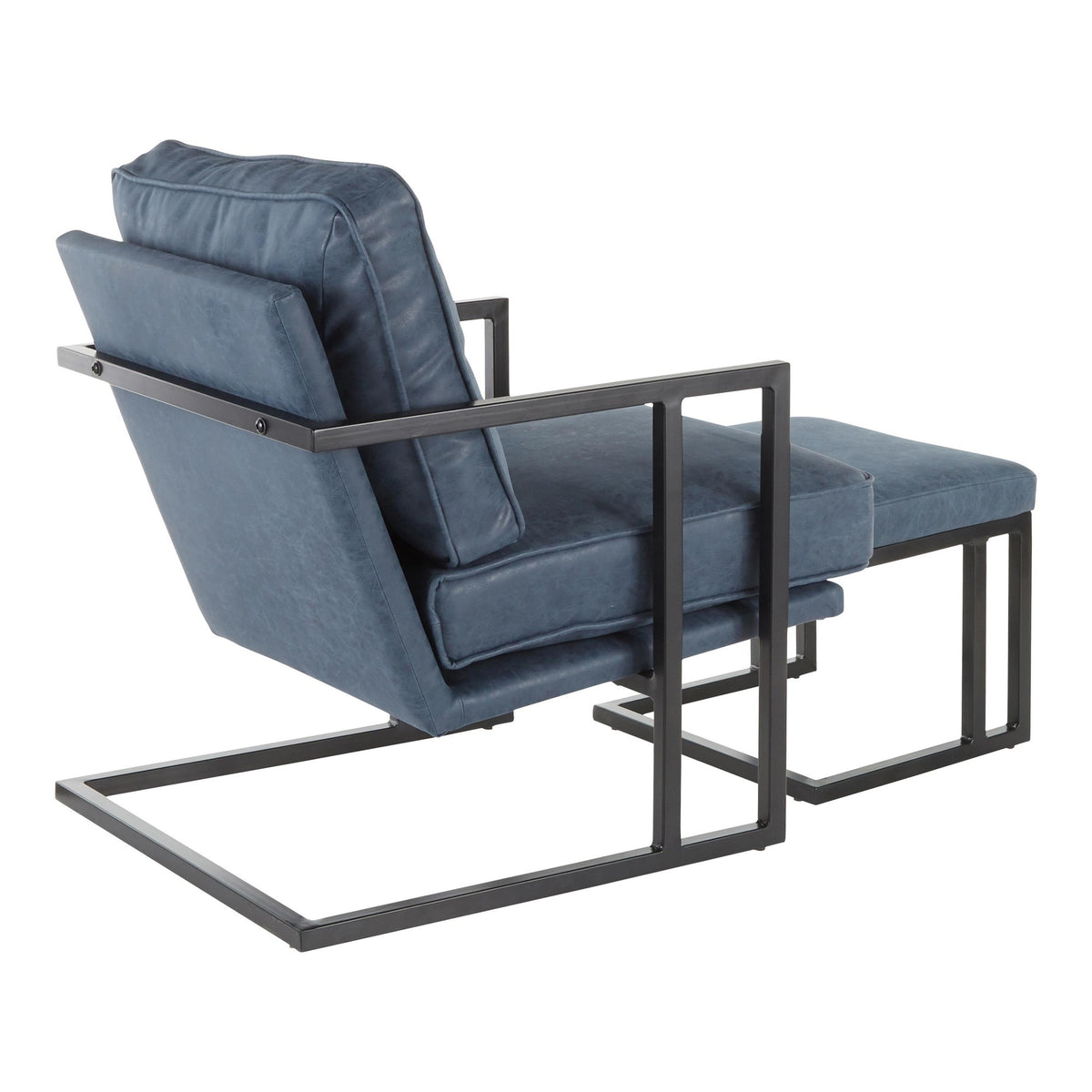 Black/Blue Lounge Chair And Ottoman Set T873921