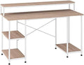 55 Inch Grey Wood Grain Computer Desk with Shelves I61683