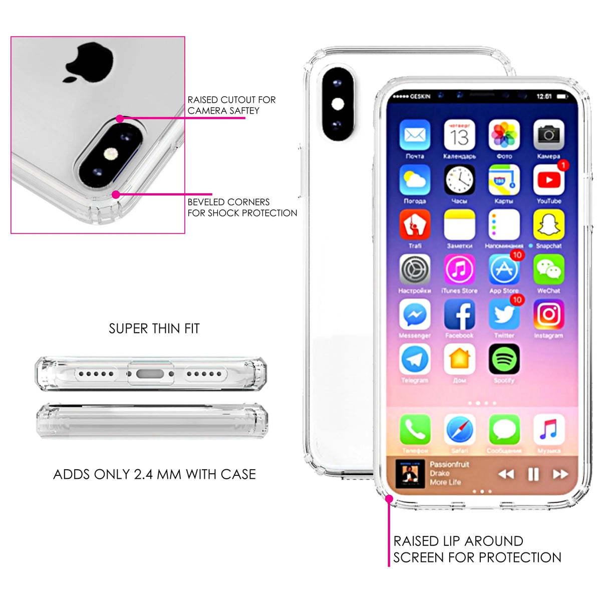 Clear Shockproof Hybrid Case for iPhone XS Max with Tempered Glass Screen Protector G88247