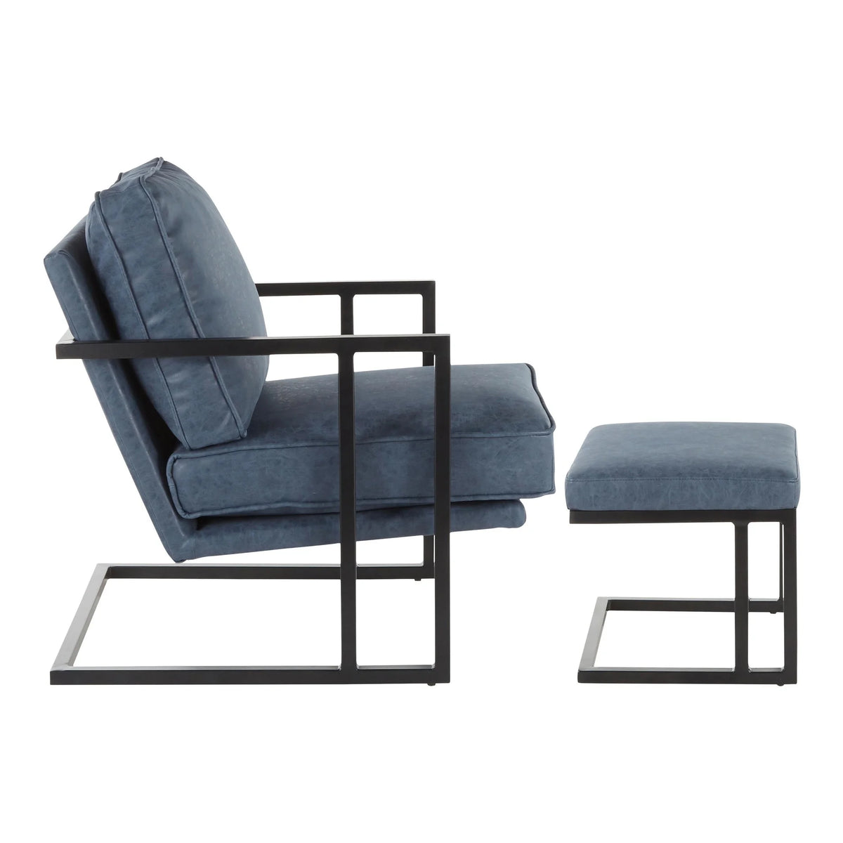 Black/Blue Lounge Chair And Ottoman Set T873921