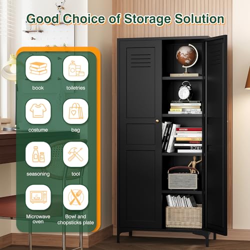 White Storage Cabinet with Doors and Adjustable Shelves K6090