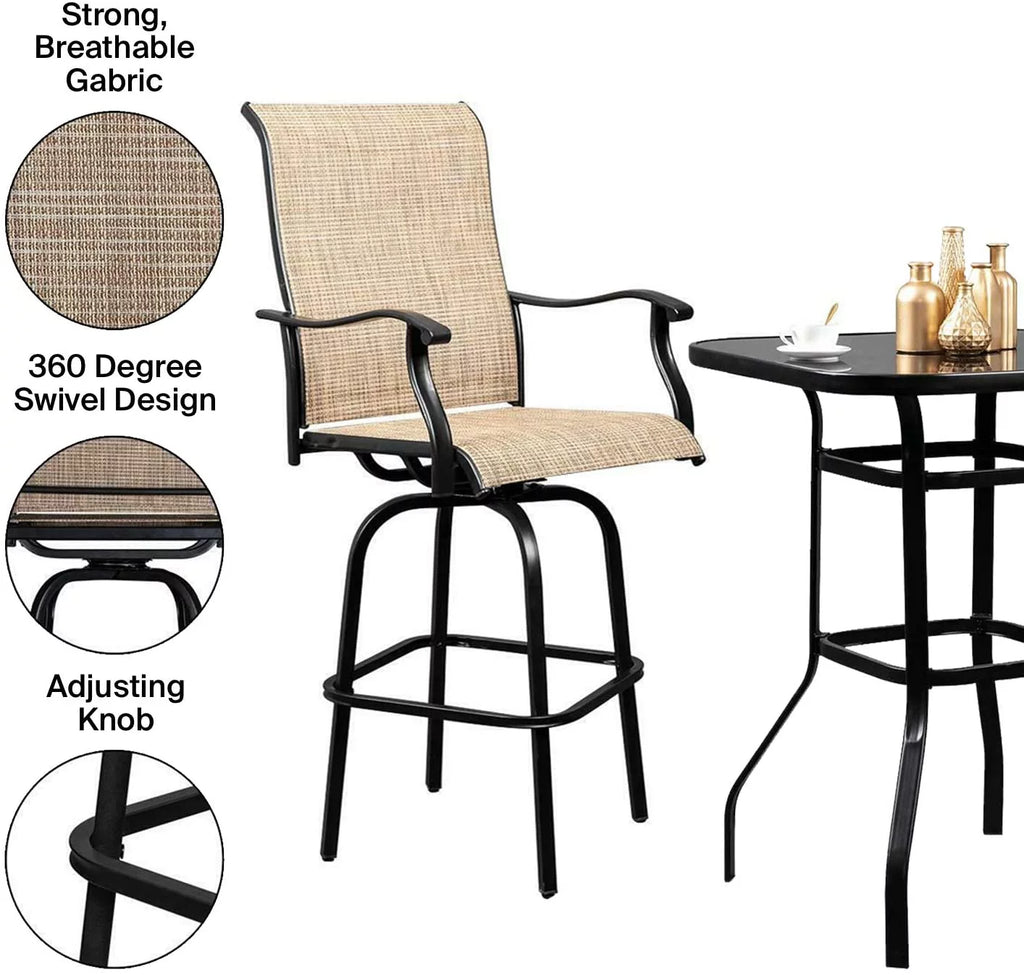 3 Piece Outdoor Cafe Furniture Set with Glass Table and 2 Chairs A369