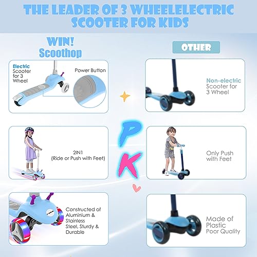 3 Wheel Electric Scooter with Flashing LED Wheels A60062