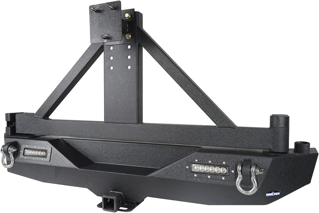 Rear Bumper with Spare Tire Carrier & Receiver Hitch & 2x LED Floodlights Y180909