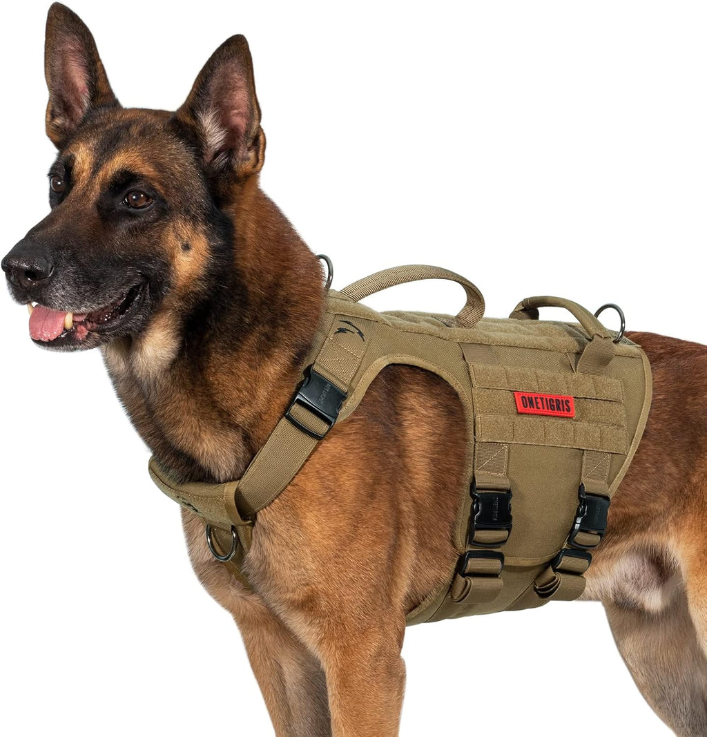 Full Metal Buckled Tactical Dog Harness with Hook & Loop Panels W113818