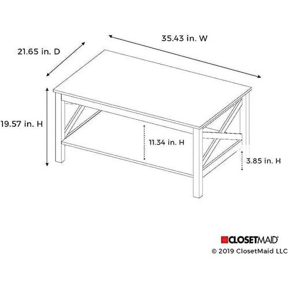 White Wood Coffee Table with Shelf F75650