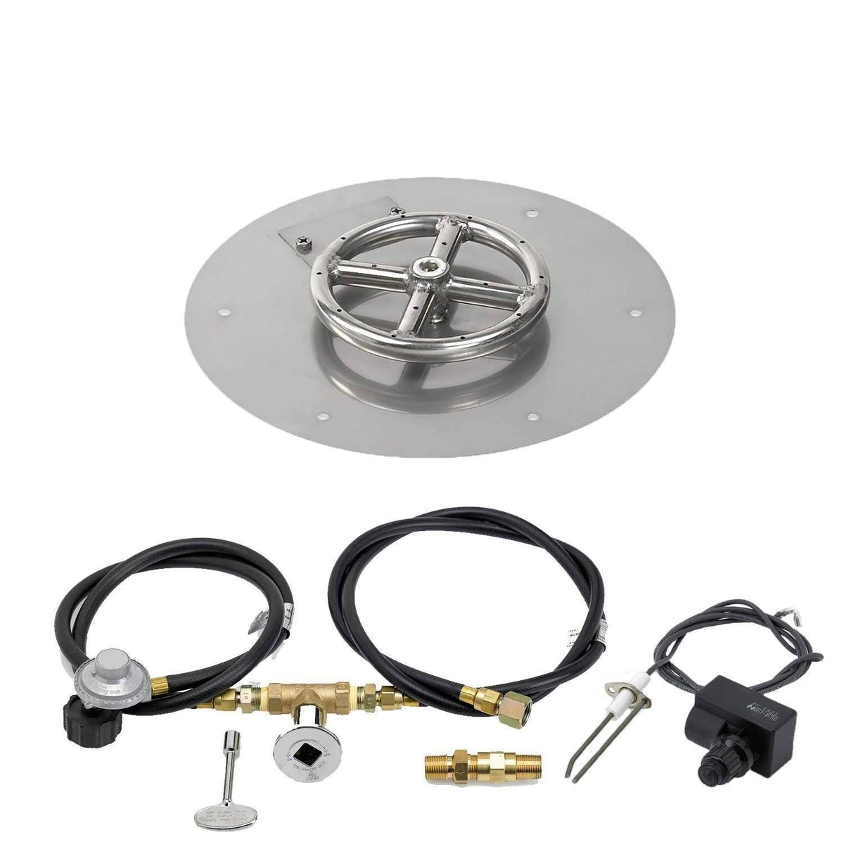 24x22 Round Stainless Steel Flat Pan with Spark Ignition Kit Natural Gas Z97681