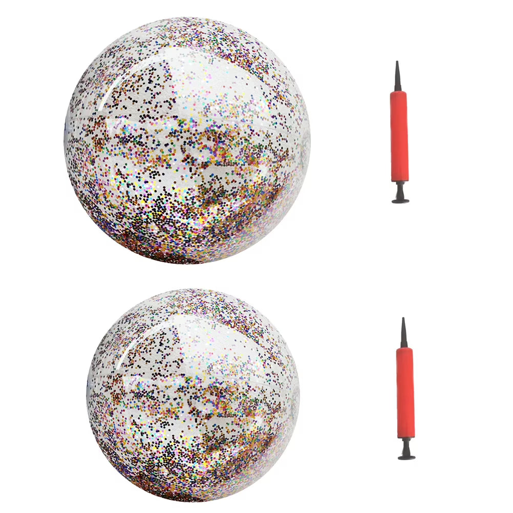 4pcs Glitter Sequin PVC Inflatable Beach Balls with Pumps F291