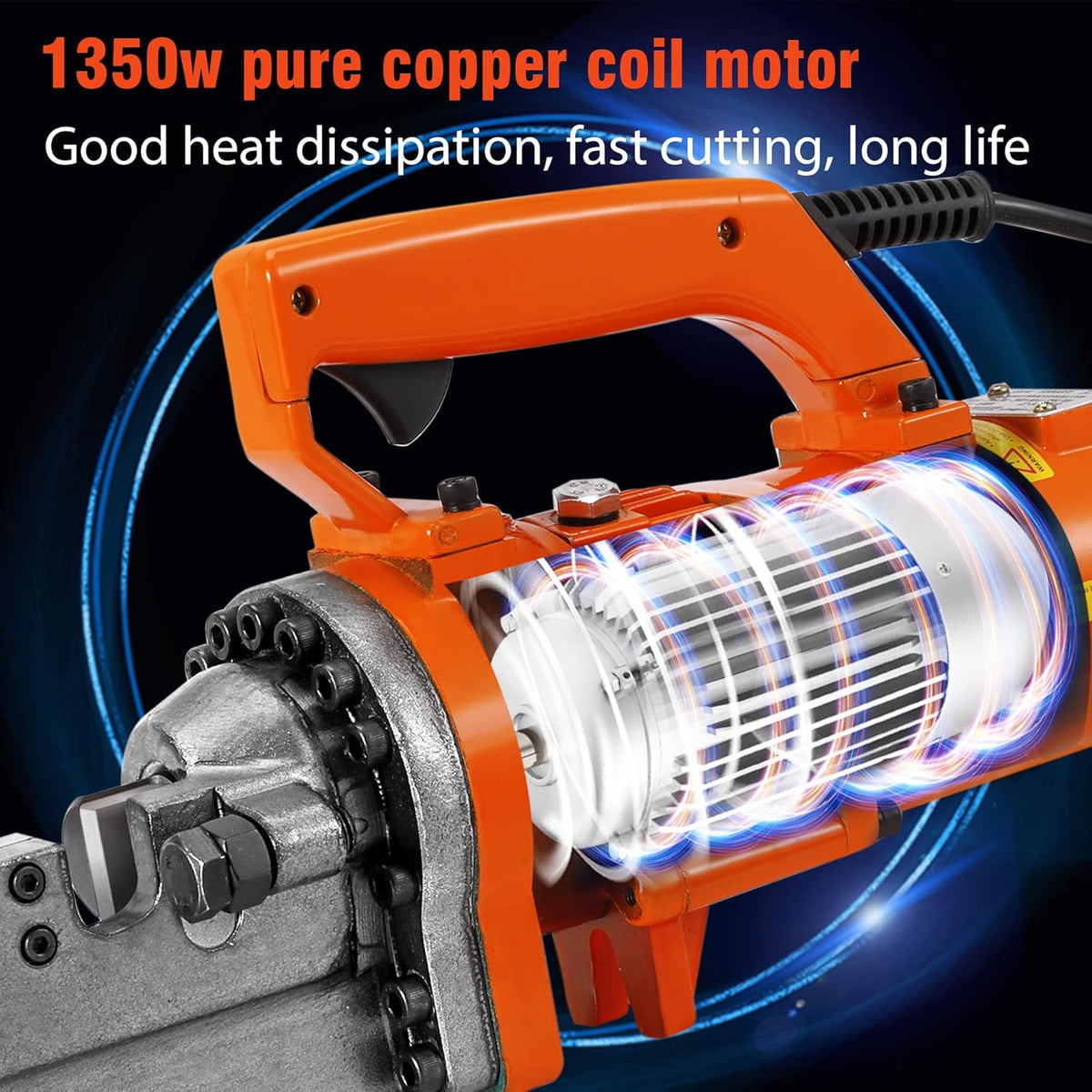 Electric Hydraulic Rebar Cutter, 1350W, Cutting up to 7/8 Inch 4-22mm #7 Rebar, with Replaceable Jaw Blades (AC 110V) W7332