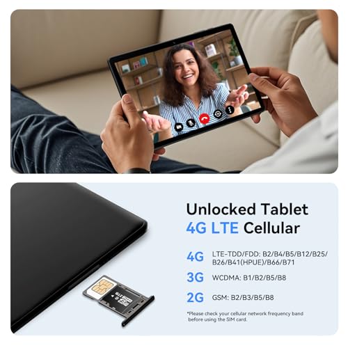 Android 15 Tablet with SIM Card Slot, 4G Cellular, Octa-Core, 12GB+64GB, 2TB Expandable, Dual Cameras, WiFi, BT5.0, GPS, Protective Case E306340
