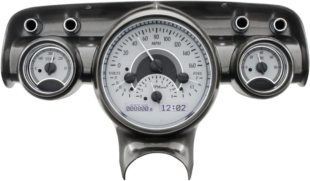 Analog Dash Gauges System Silver Alloy White Y918315