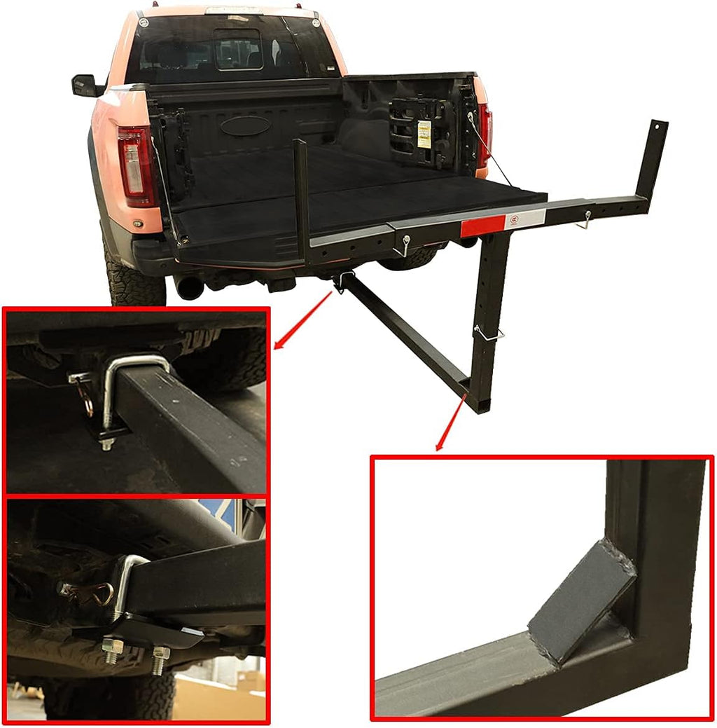 2 IN 1 Foldable Pick Up Truck Bed Hitch Extender Extension Rack Pack of 2 B738