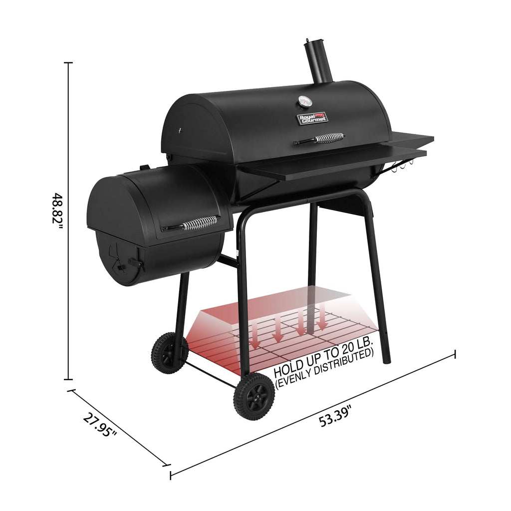 Steel Charcoal Grill with Offset Smoker D451