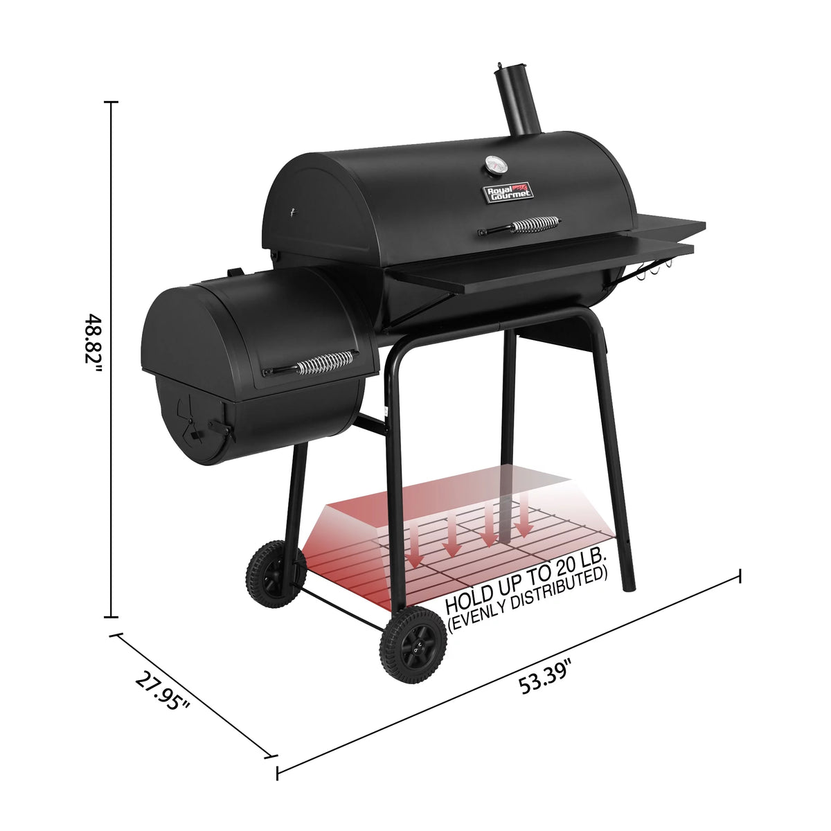Steel Charcoal Grill with Offset Smoker D451
