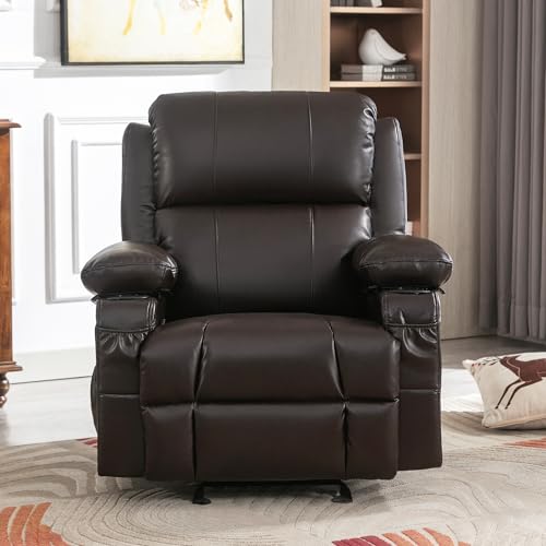 Brown Heated Massage Rocker Recliner Chair with Footrest Z468385