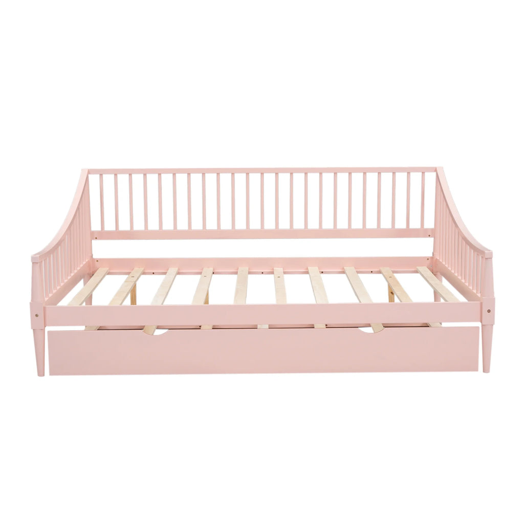 Pink Full Size Wood Daybed with Twin Trundle S845820