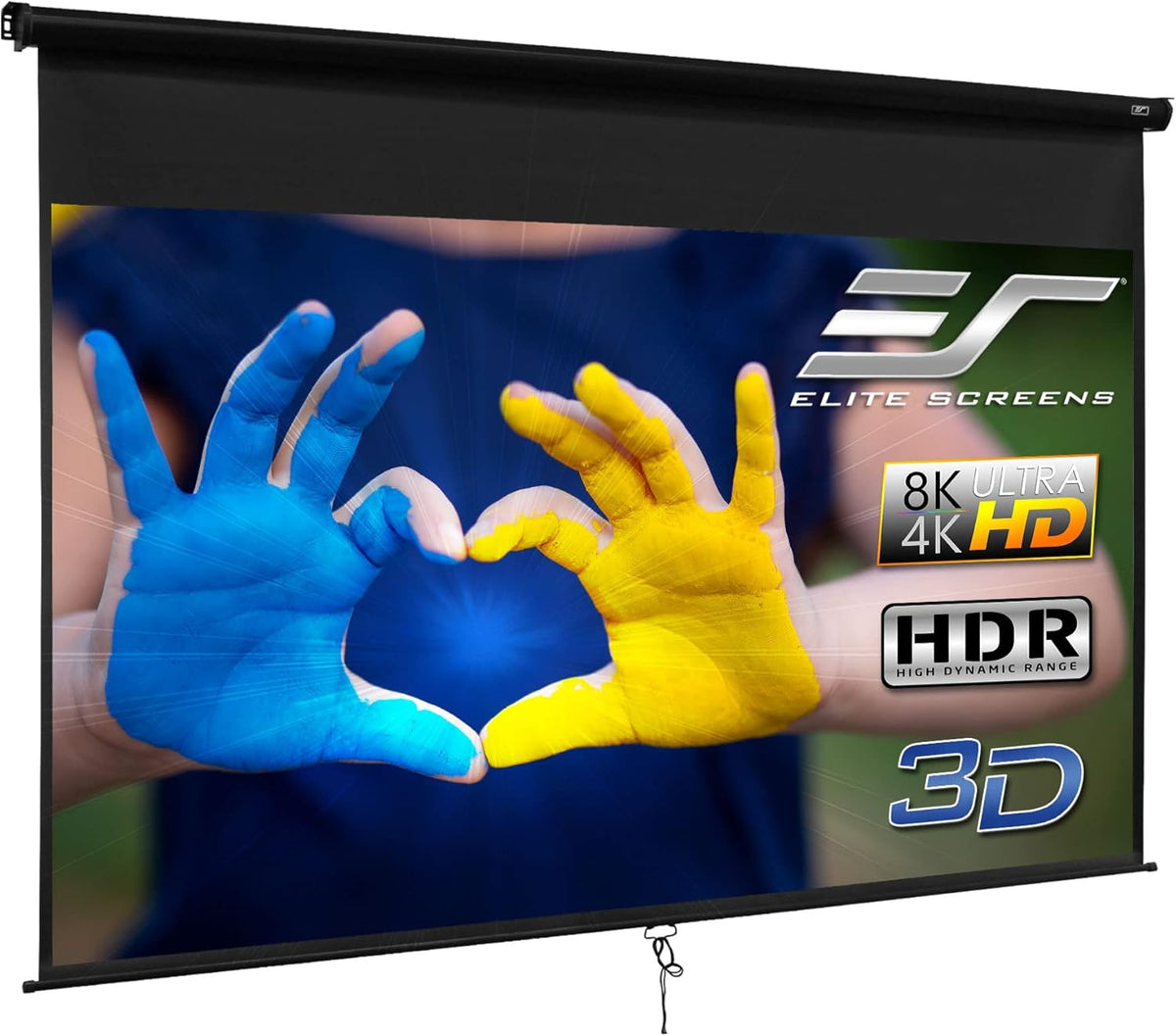 100-INCH Manual Pull Down Projector Screen 16:9 4K 8K 3D Ultra HDR HD Ready S301378