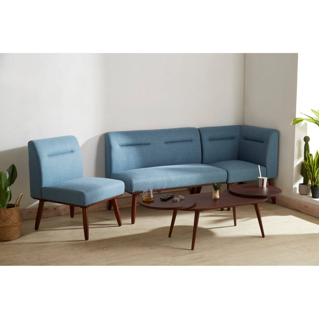 Mid Century All Wood Sectional 1 Seater Sofa D462