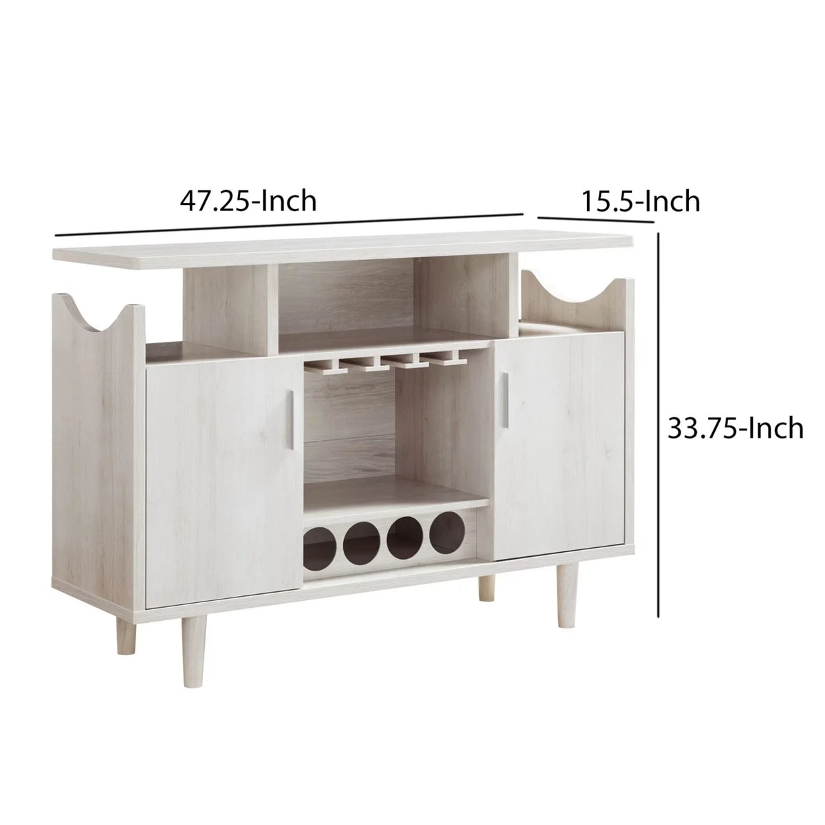 47 Inch Wood Wine Bar Cabinet with Stemware F395