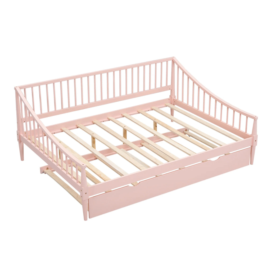 Pink Full Size Wood Daybed with Twin Trundle S845820