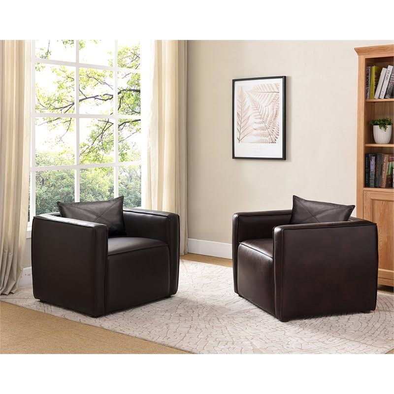 Brown Faux Leather Accent Chair N93695