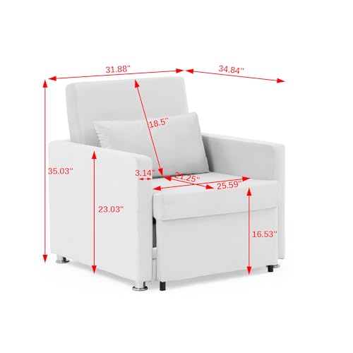 Beige Convertible Sleeper Chair with Ottoman U7716