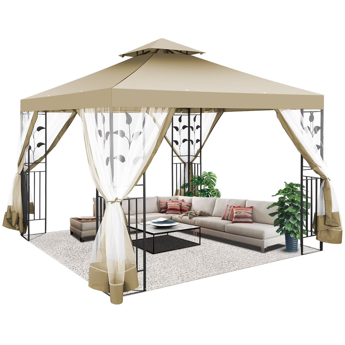 Outdoor Gazebo Canopy with 4 Detachable Mosquito Nets O248